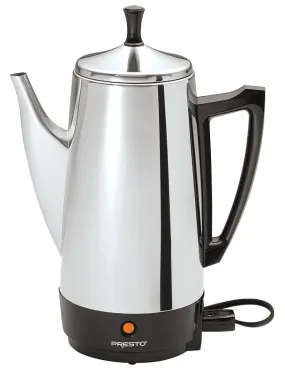 Presto 02811 Electric Coffee Maker, 2 to 12 Cups Capacity, 800 W, Stainless Steel :EA: QUANTITY: 1