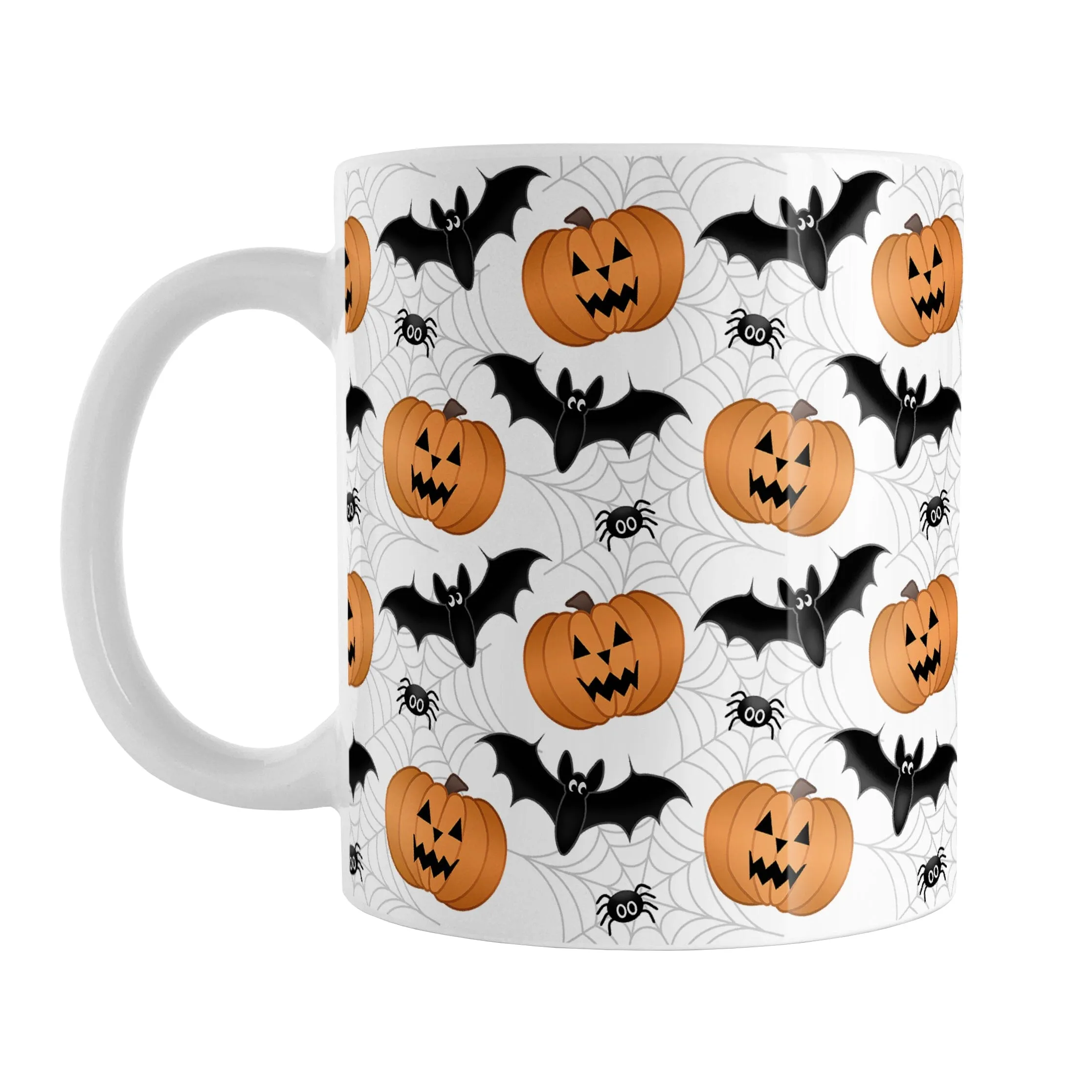 Pumpkins Bats and Spiders Halloween Mug