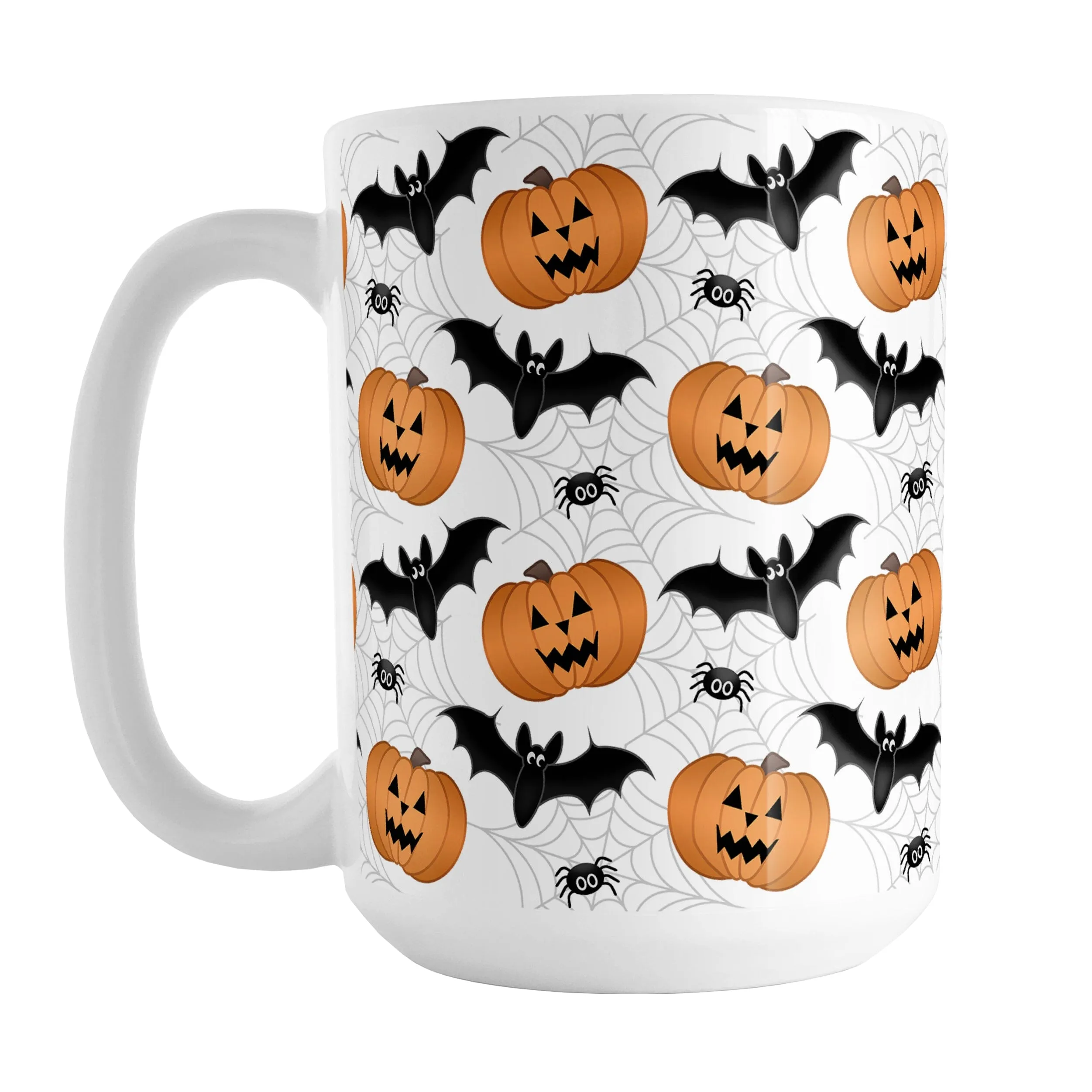 Pumpkins Bats and Spiders Halloween Mug