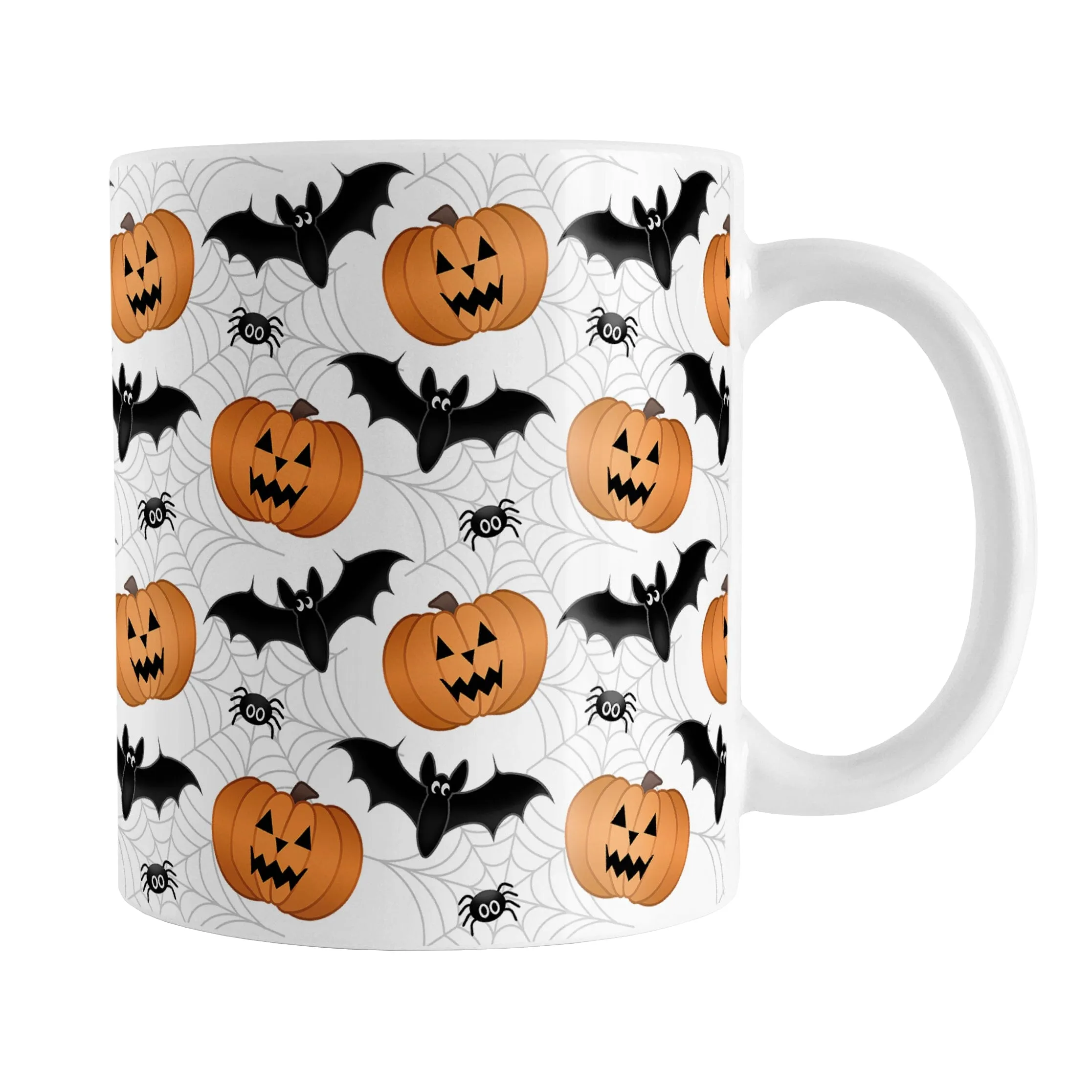 Pumpkins Bats and Spiders Halloween Mug