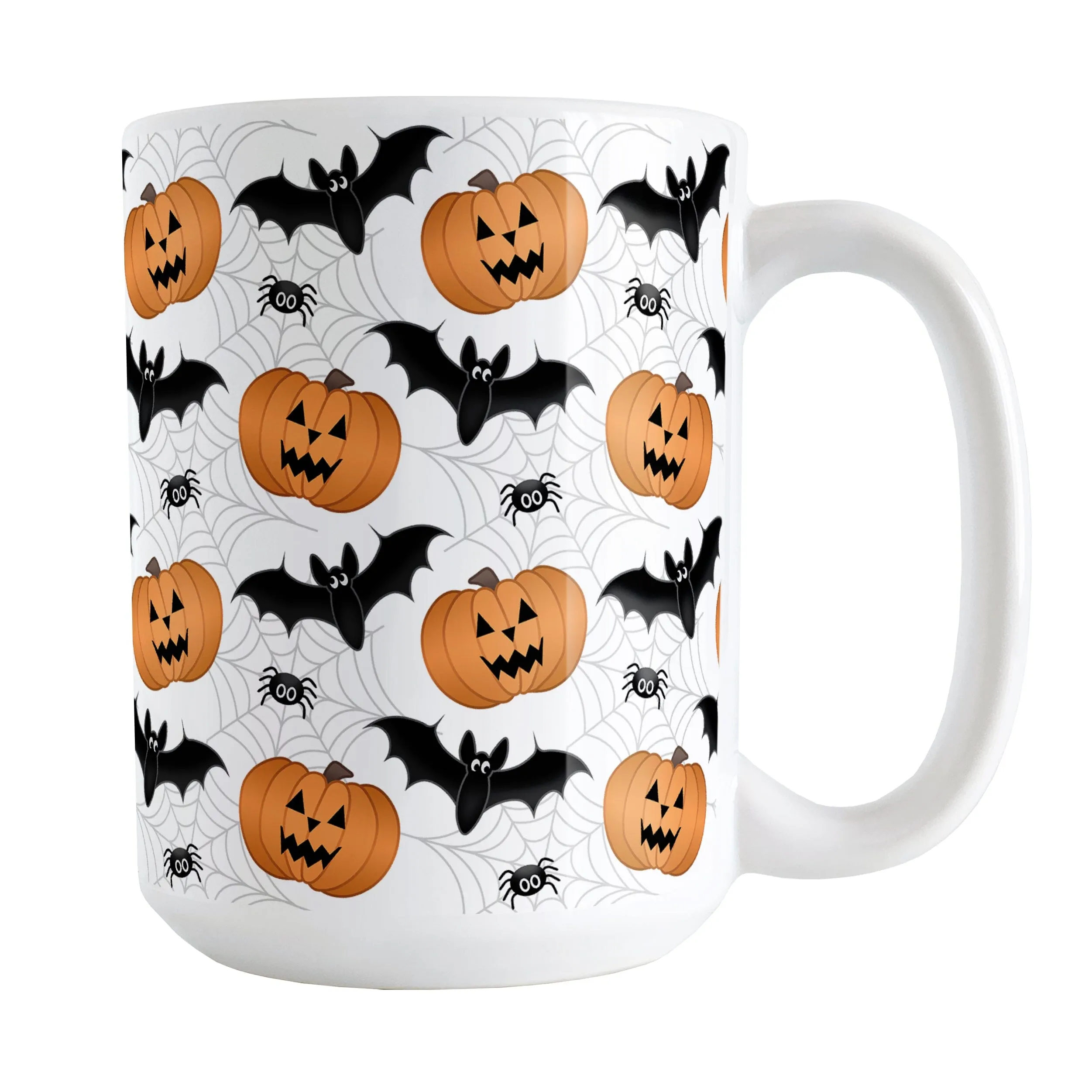 Pumpkins Bats and Spiders Halloween Mug