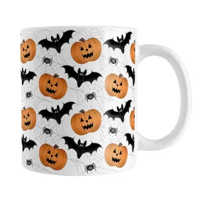 Pumpkins Bats and Spiders Halloween Mug