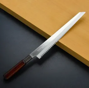 "MISUZU"  Sandwich knife VG10, BRASS-KUCHIWA x URUSHI-HANDLE, 240mm