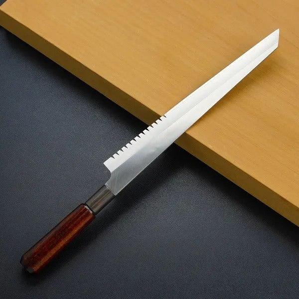 "MISUZU"  Sandwich knife VG10, BRASS-KUCHIWA x URUSHI-HANDLE, 240mm