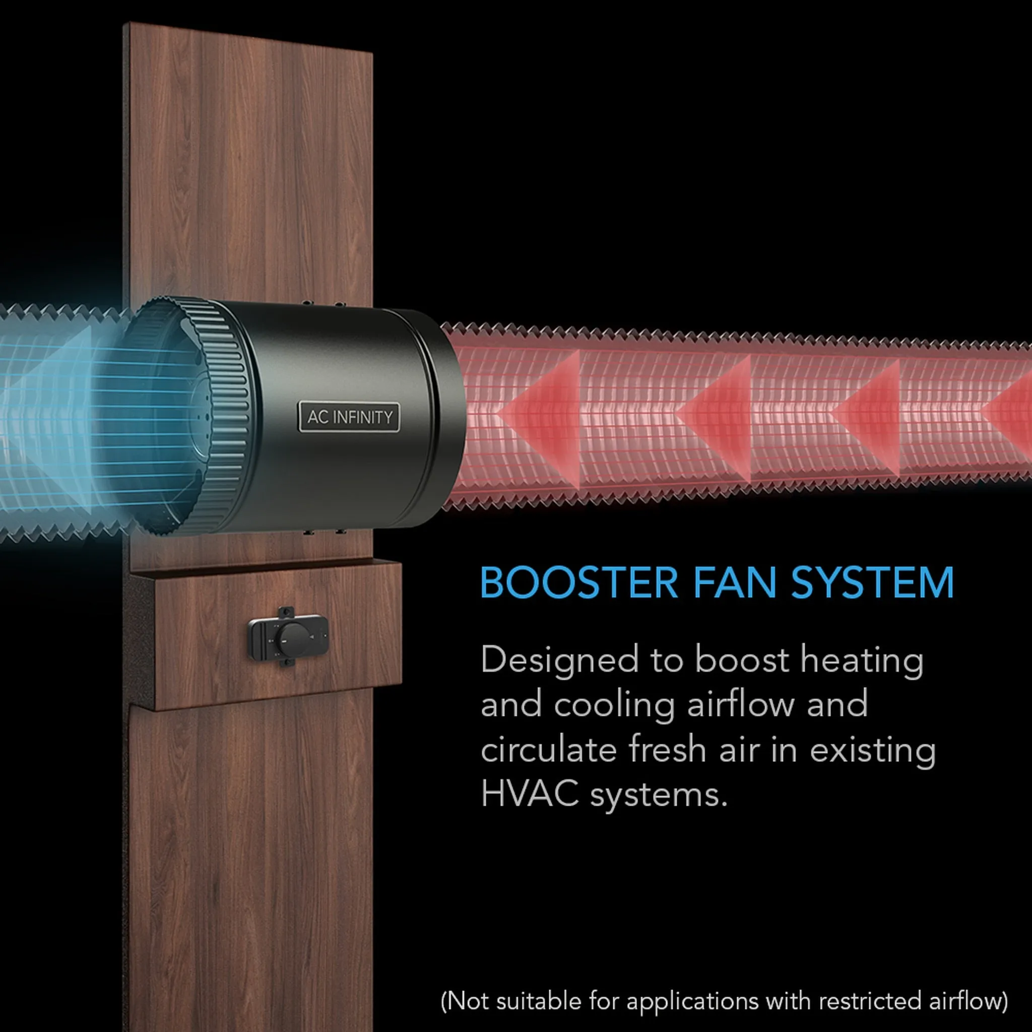 Raxial S8, Inline Booster Duct Fan w/ Speed Controller, 8-Inch