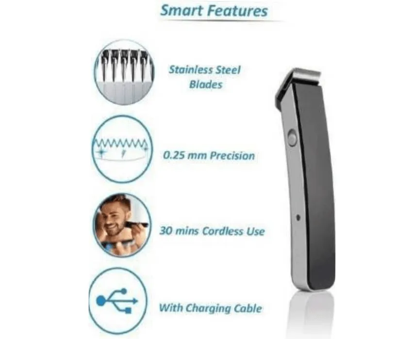 Rechargeable Cordless Trimmer for men with Stainless Steel Blade, 3 length settings