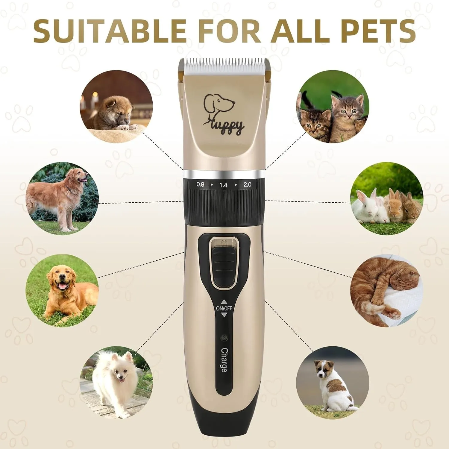 Rechargeable Electric Dog Grooming Kit Clippers Low Noise Pet Clippers Trimmers Set Bn-link