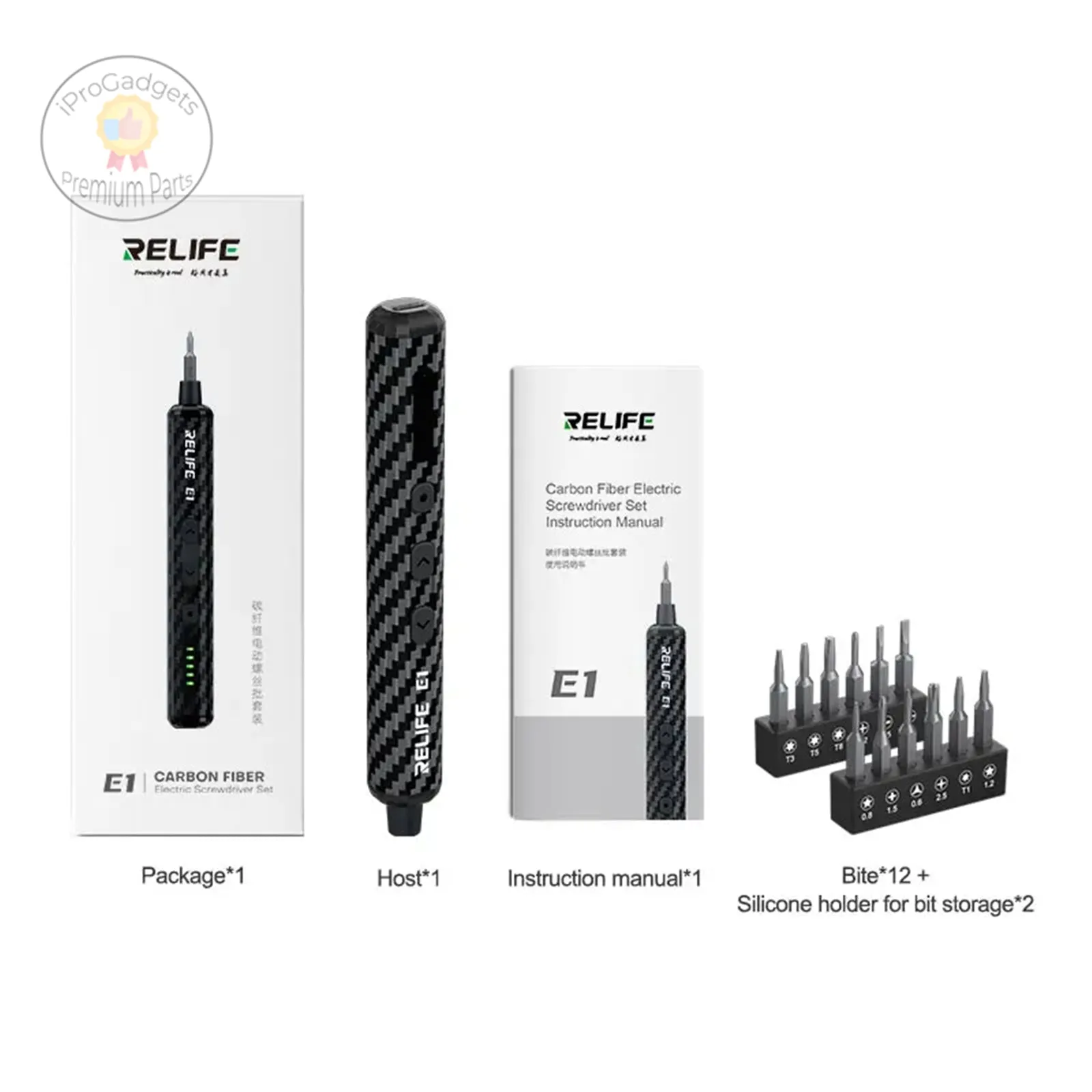 Relife E1 5-speed Carbon Fiber Electric Screwdriver Set Electric Screwdriver Tools