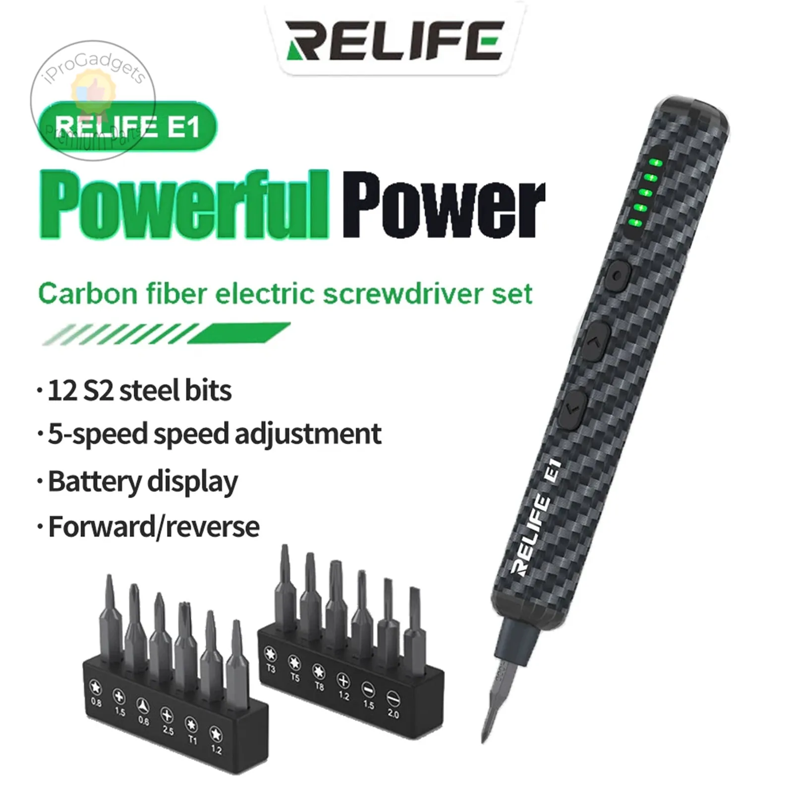 Relife E1 5-speed Carbon Fiber Electric Screwdriver Set Electric Screwdriver Tools