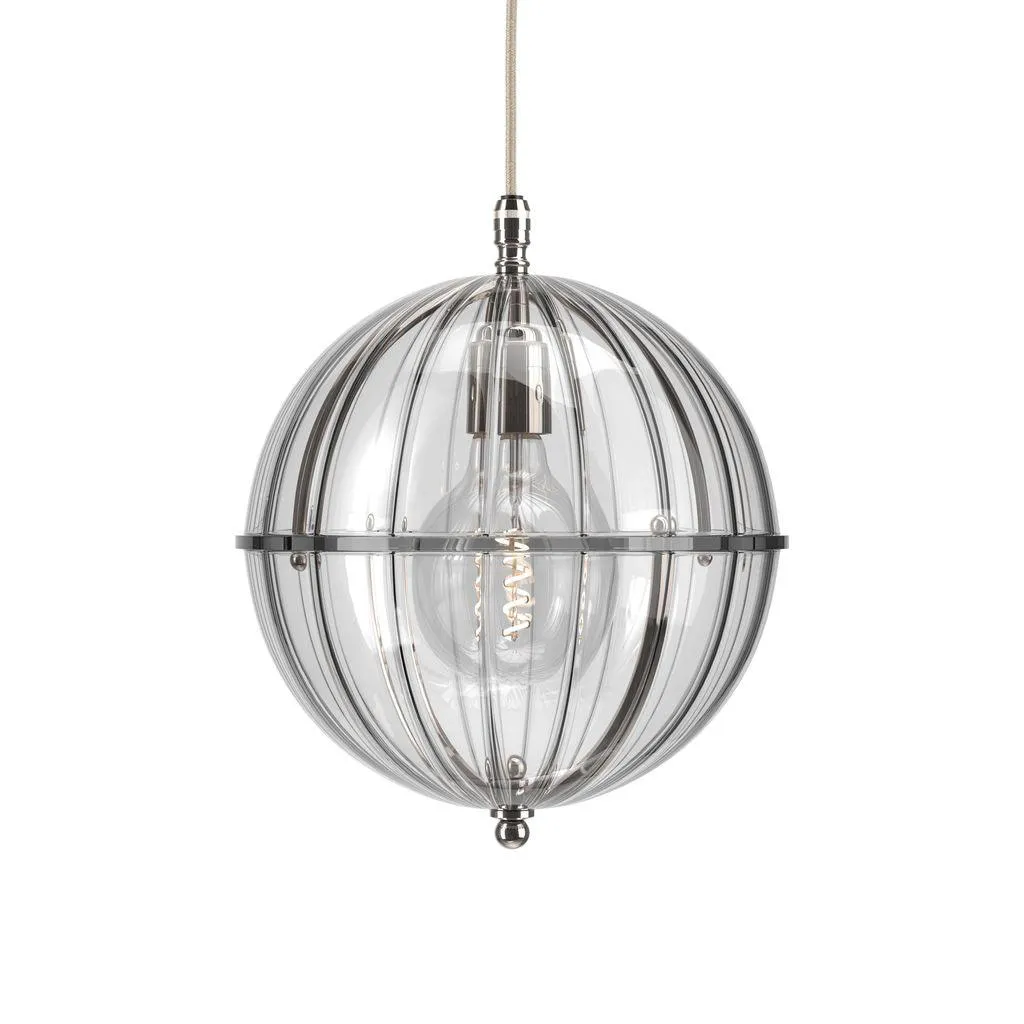 Ribbed Glass Globe Pendant Light Grafton