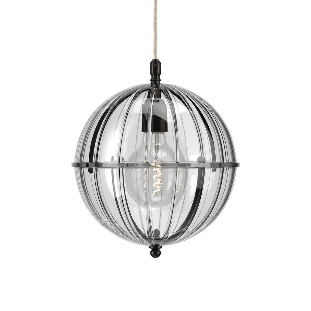 Ribbed Glass Globe Pendant Light Grafton