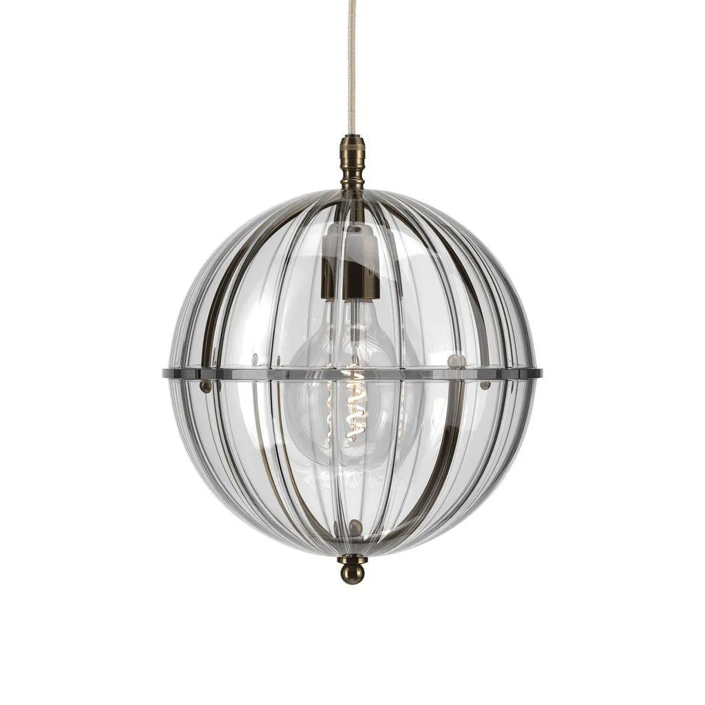 Ribbed Glass Globe Pendant Light Grafton