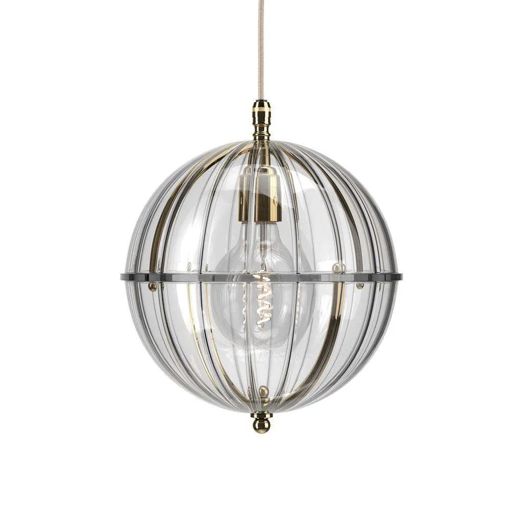 Ribbed Glass Globe Pendant Light Grafton