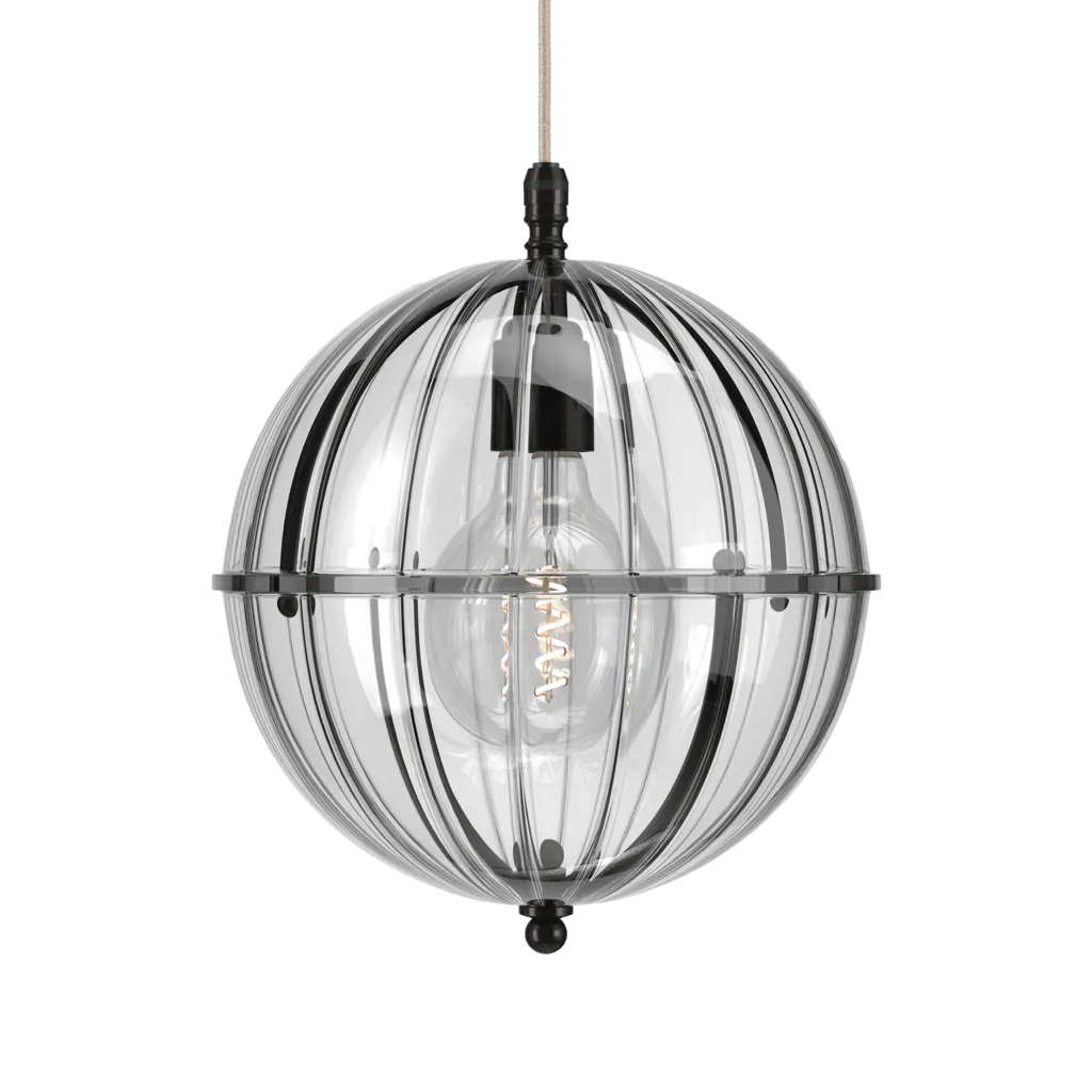 Ribbed Glass Globe Pendant Light Grafton