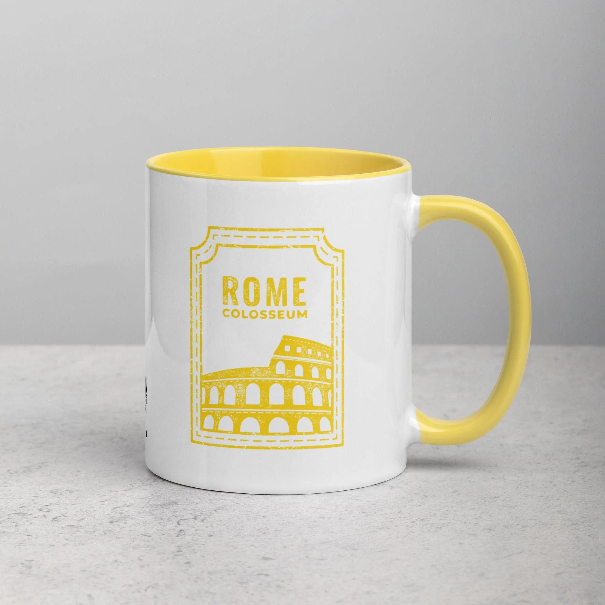 Rome Colosseum Mug with Color Inside - Yellow