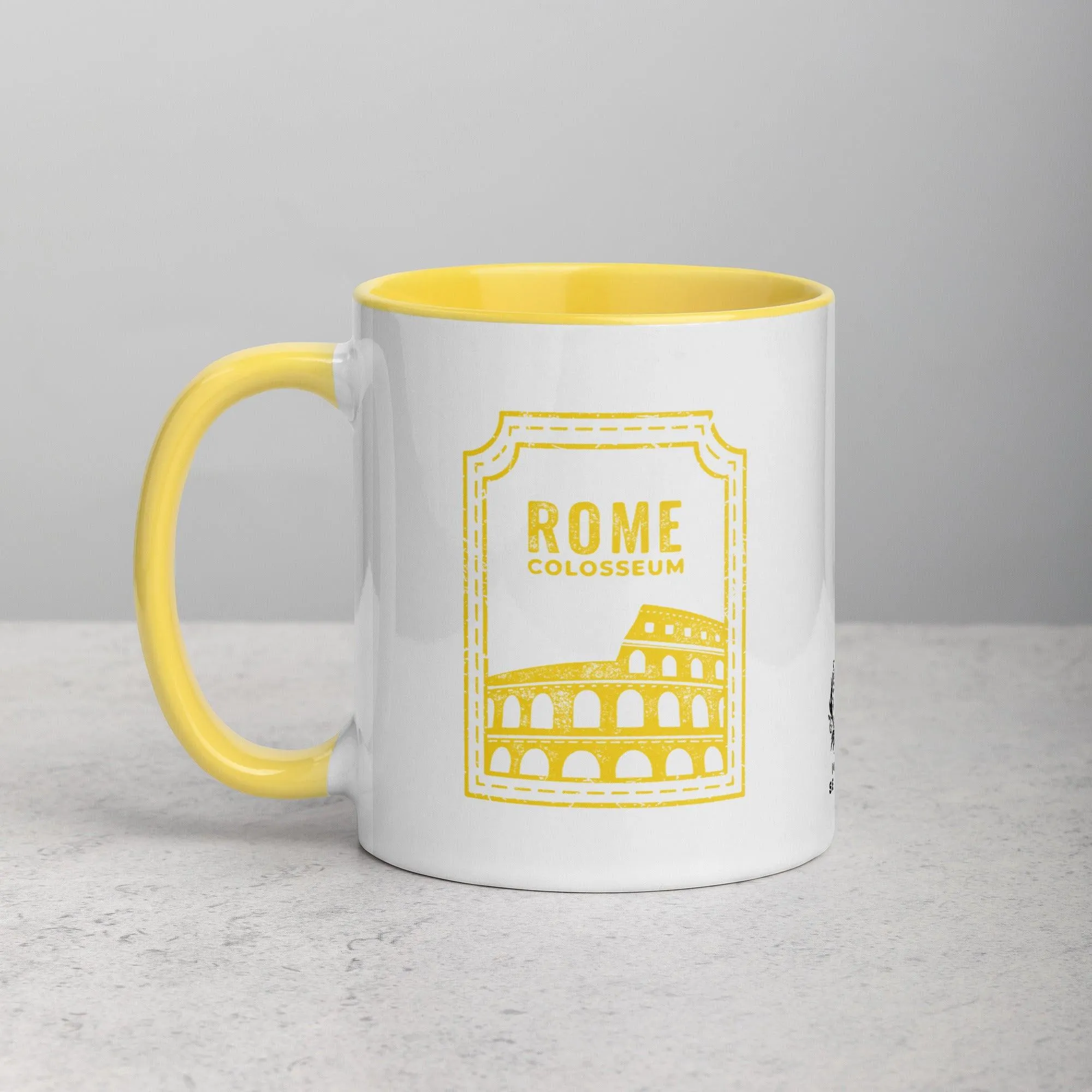 Rome Colosseum Mug with Color Inside - Yellow