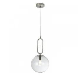 Satin Chrome Pendant with Clear Glass - PEN462 Satin