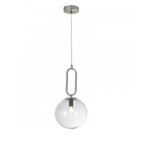 Satin Chrome Pendant with Clear Glass - PEN462 Satin