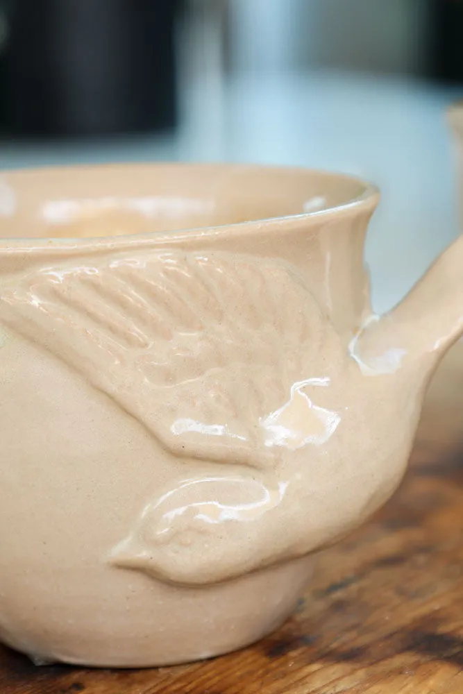 Set Of 2 Taupe Bird Mugs