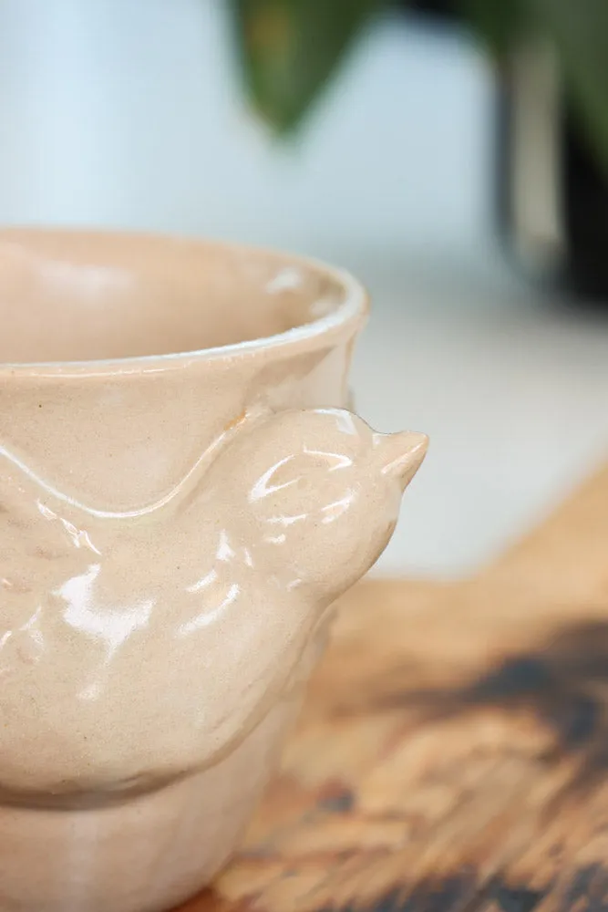 Set Of 2 Taupe Bird Mugs