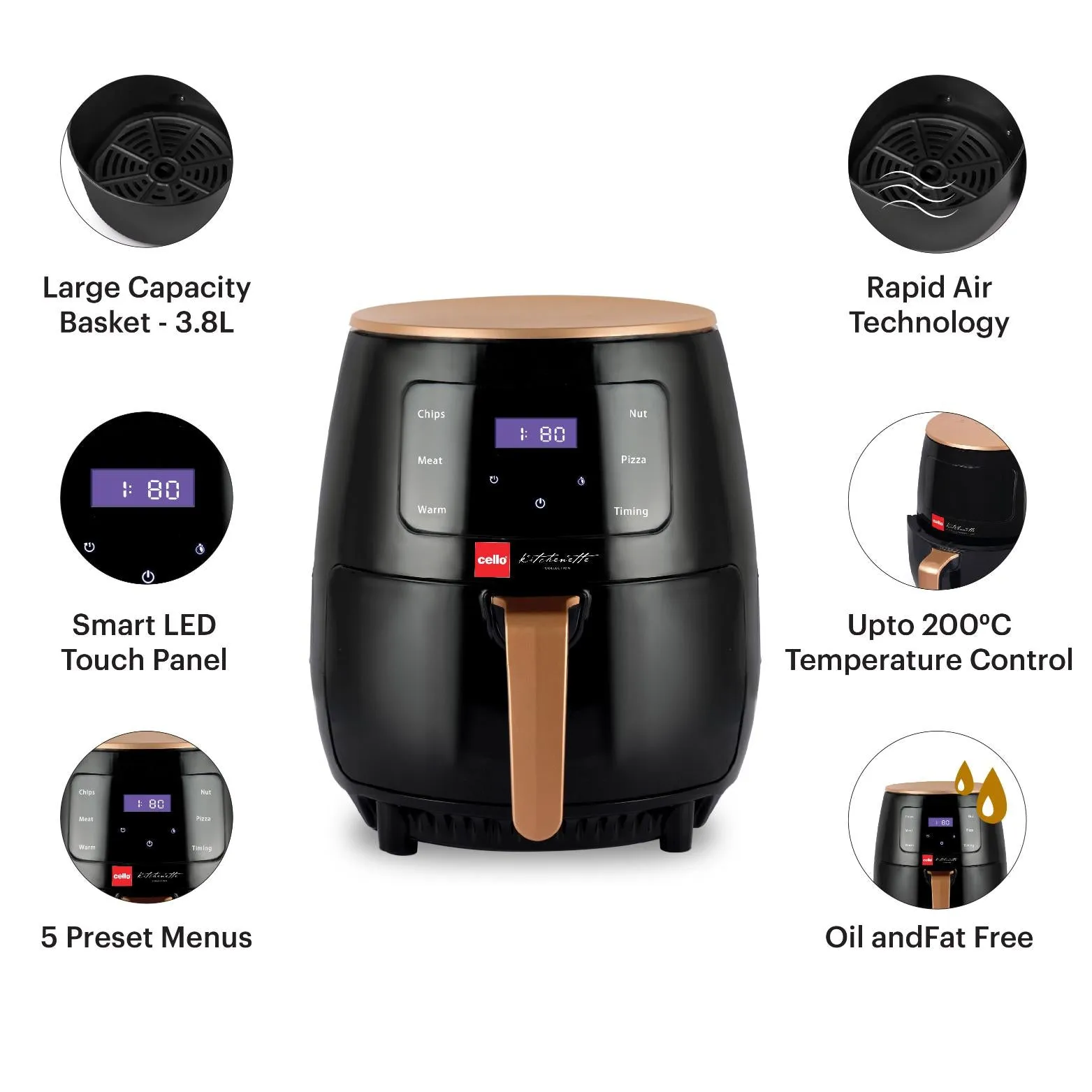 Smart Digital Air Fryer 1400W, 4.5 Liter