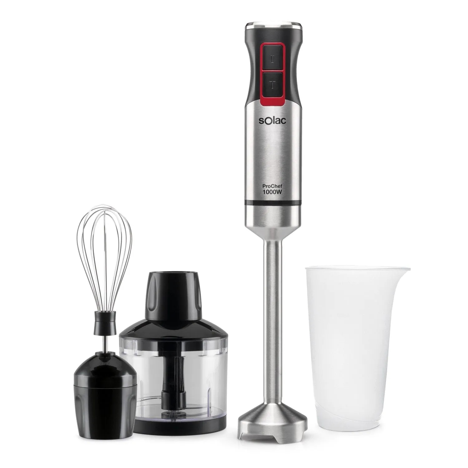 Solac Hand Blender Silver 1000 Watt / Cup / Stainless Steel Blades / Chopper /Mixer