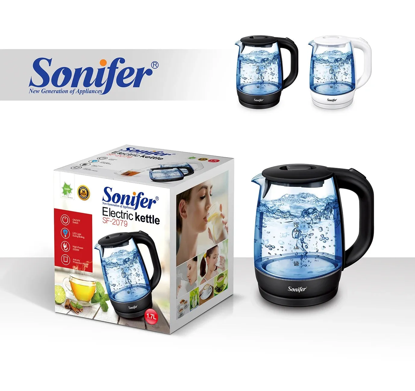 Sonifer Glass Electric Kettle - (SA118)