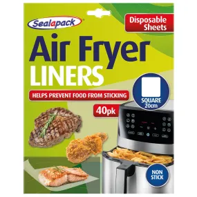 Square Disposable Air Fryer Liners - 20cm - Clear - Pack of 40 - By Sealapack