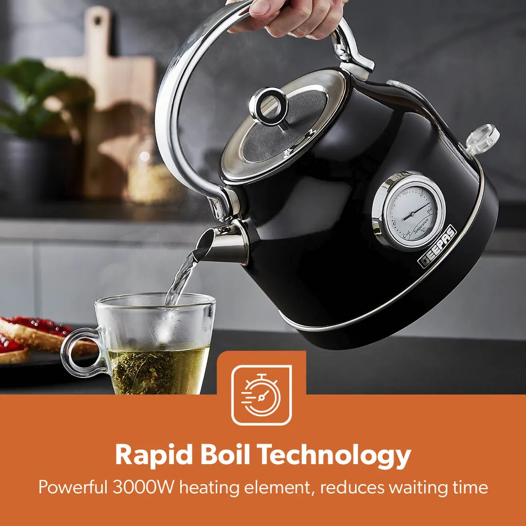 Stainless Steel Vintage Style Rapid-Boil Kettle 1.7L