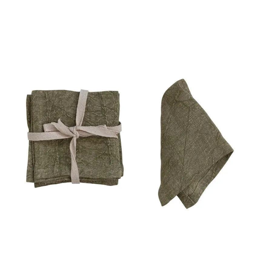 STONEWASHED LINEN COCKTAIL NAPKINS,  SET OF 4