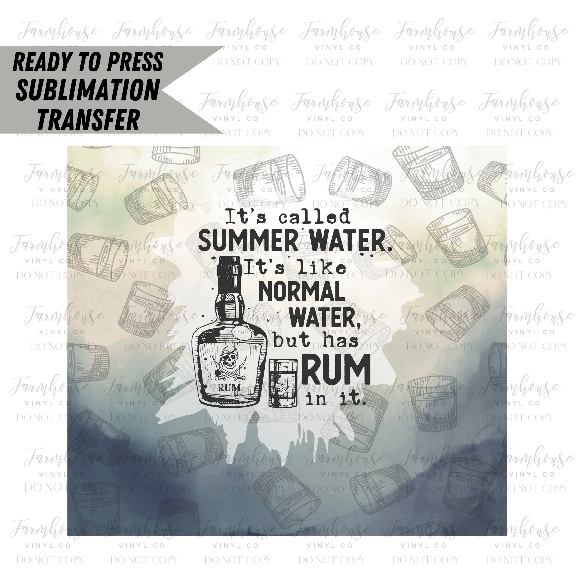 Summer Water Vodka, Ready to Press Tumbler Sublimation Transfer, Heat Transfer, Skinny 20 OZ, Skinny 30 OZ, Funny Summer Vodka Transfer