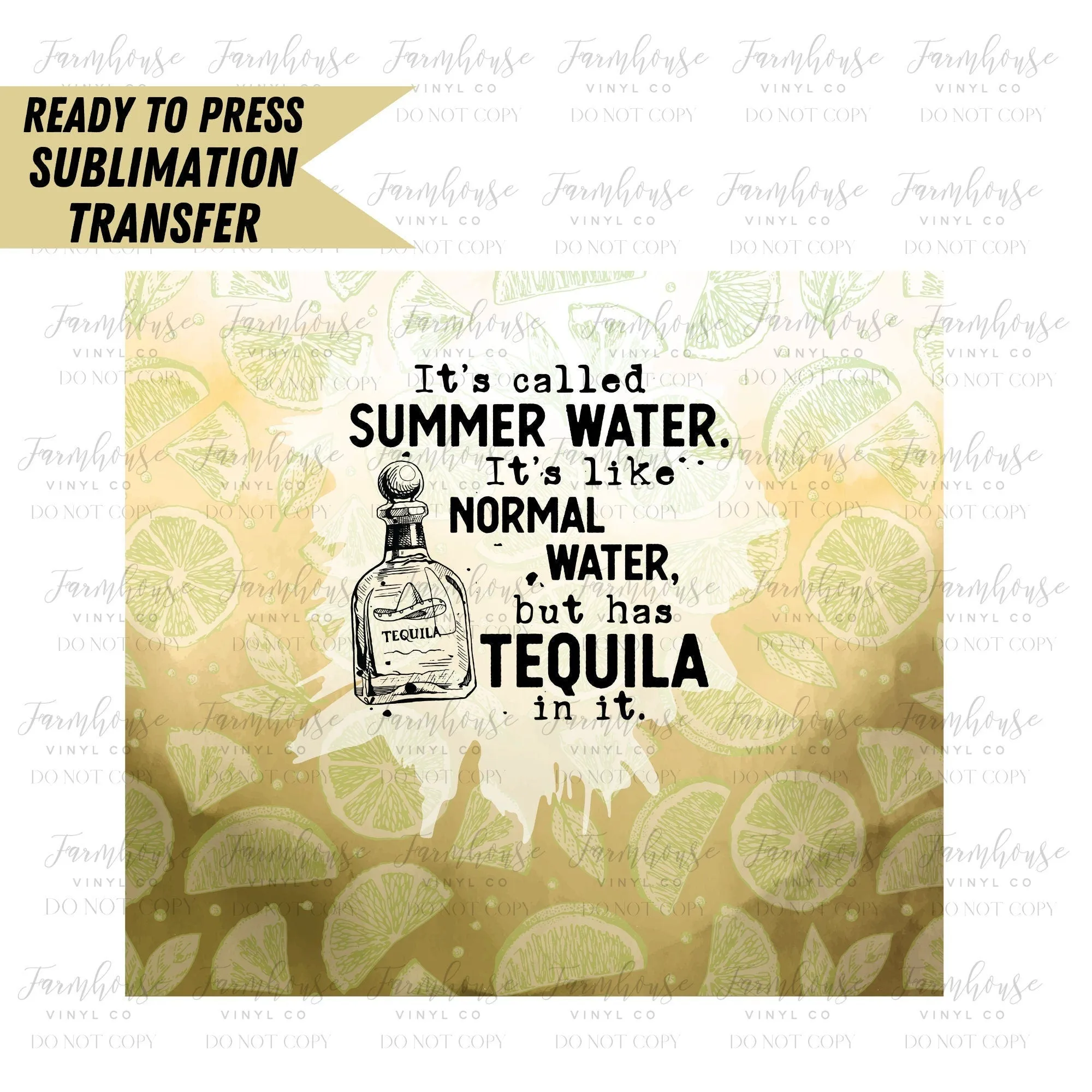 Summer Water Vodka, Ready to Press Tumbler Sublimation Transfer, Heat Transfer, Skinny 20 OZ, Skinny 30 OZ, Funny Summer Vodka Transfer