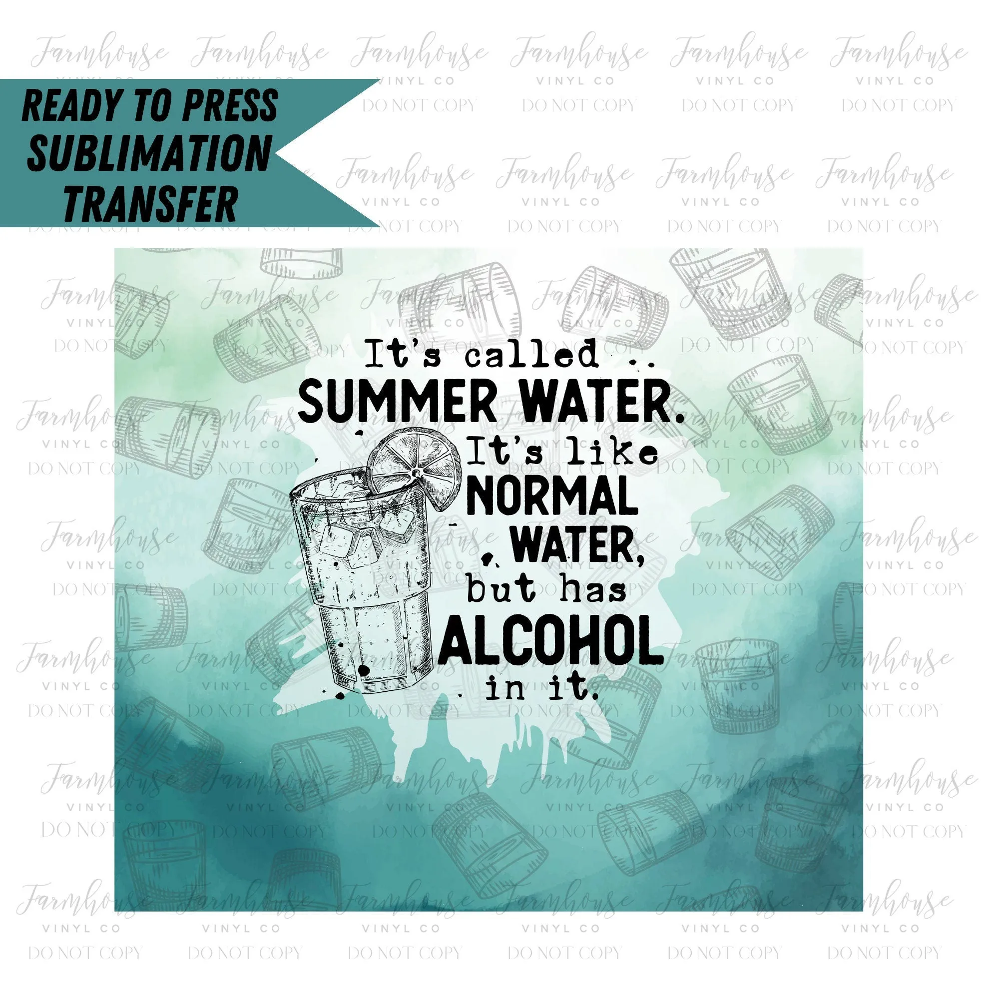 Summer Water Vodka, Ready to Press Tumbler Sublimation Transfer, Heat Transfer, Skinny 20 OZ, Skinny 30 OZ, Funny Summer Vodka Transfer