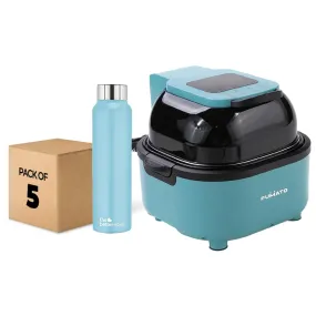 The Better Home FUMATO Aerochef Pro Air fryer With Digital Screen Panel 6.8L LightBlue & Stainless Steel Water Bottle 1 Litre Pack of 5 Blue