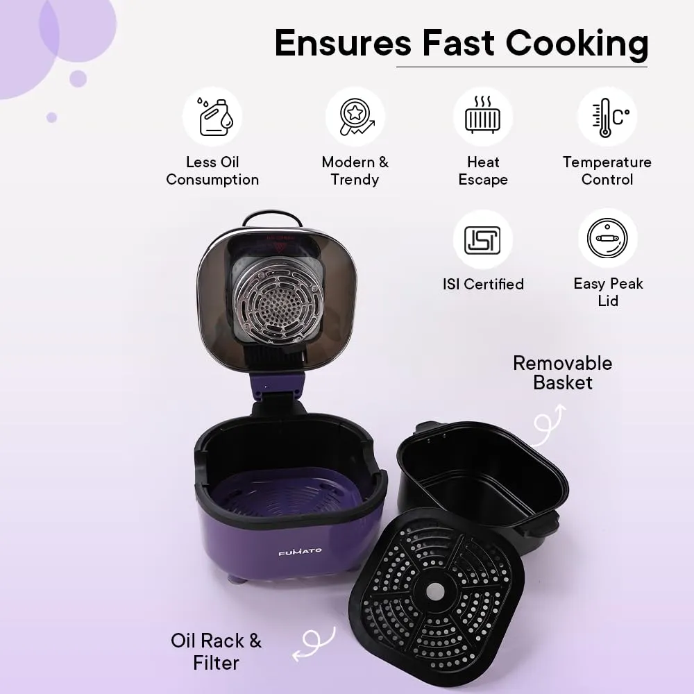 The Better Home FUMATO Aerochef Pro Air fryer With Digital Screen Panel 6.8L Purple & Stainless Steel Water Bottle 1 Litre Pack of 10 Purple