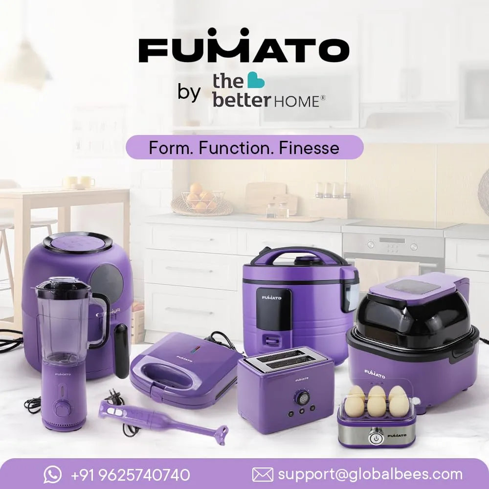 The Better Home FUMATO Anniversary, Wedding Gifts for Couples- Easy Peek Through Air Fryer for Home   1.8L Electric Kettle | House Warming Gifts for New Home | 1 Year Warranty (Purple)