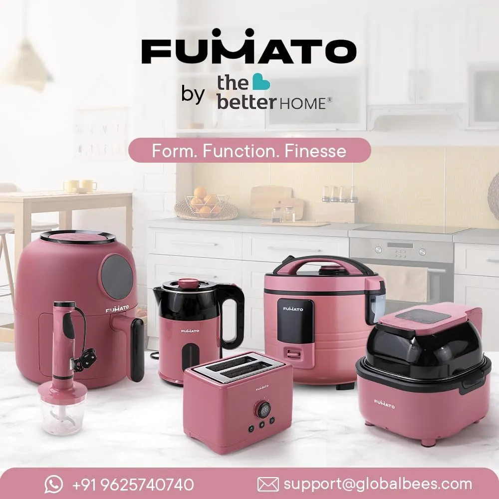 The Better Home Fumato's Kitchen and Appliance Combo| Air Fryer   Air Tight Glass Jars Pack of 9|Food Grade Material| Ultimate Utility Combo for Home| Pink Blue