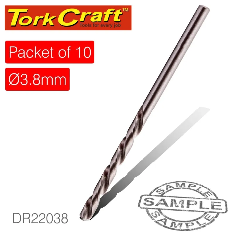 TORK CRAFT DRILL HSS 3.8MM 135DEG 10 PACK INDUSTRIAL BIT DR22038