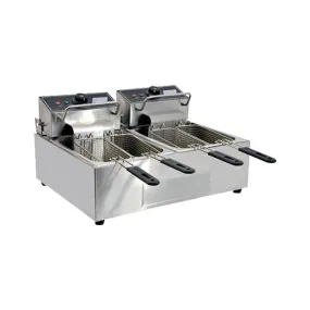 (USED) Nella 26 Lb. Dual Electric Countertop Deep Fryer - 34868 - 110V/1Ph