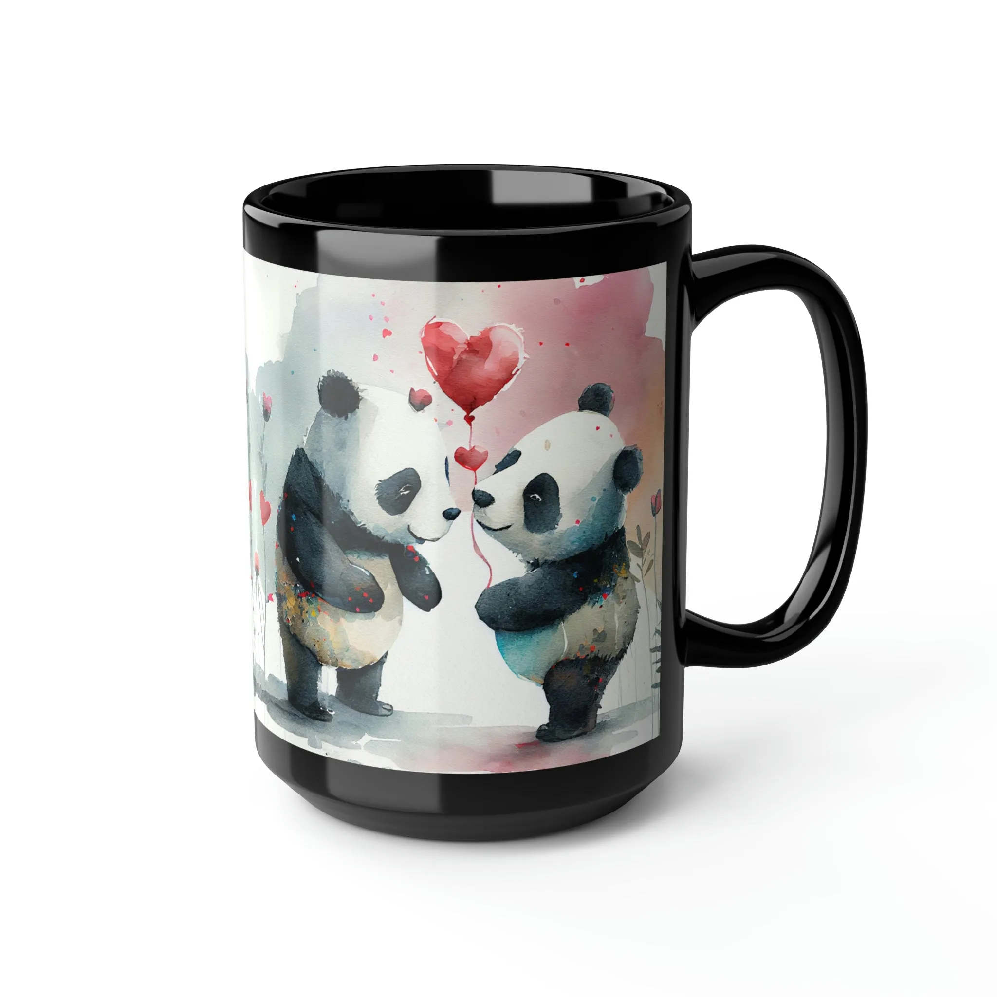 Valentines Panda 04 - Black Mug 15oz