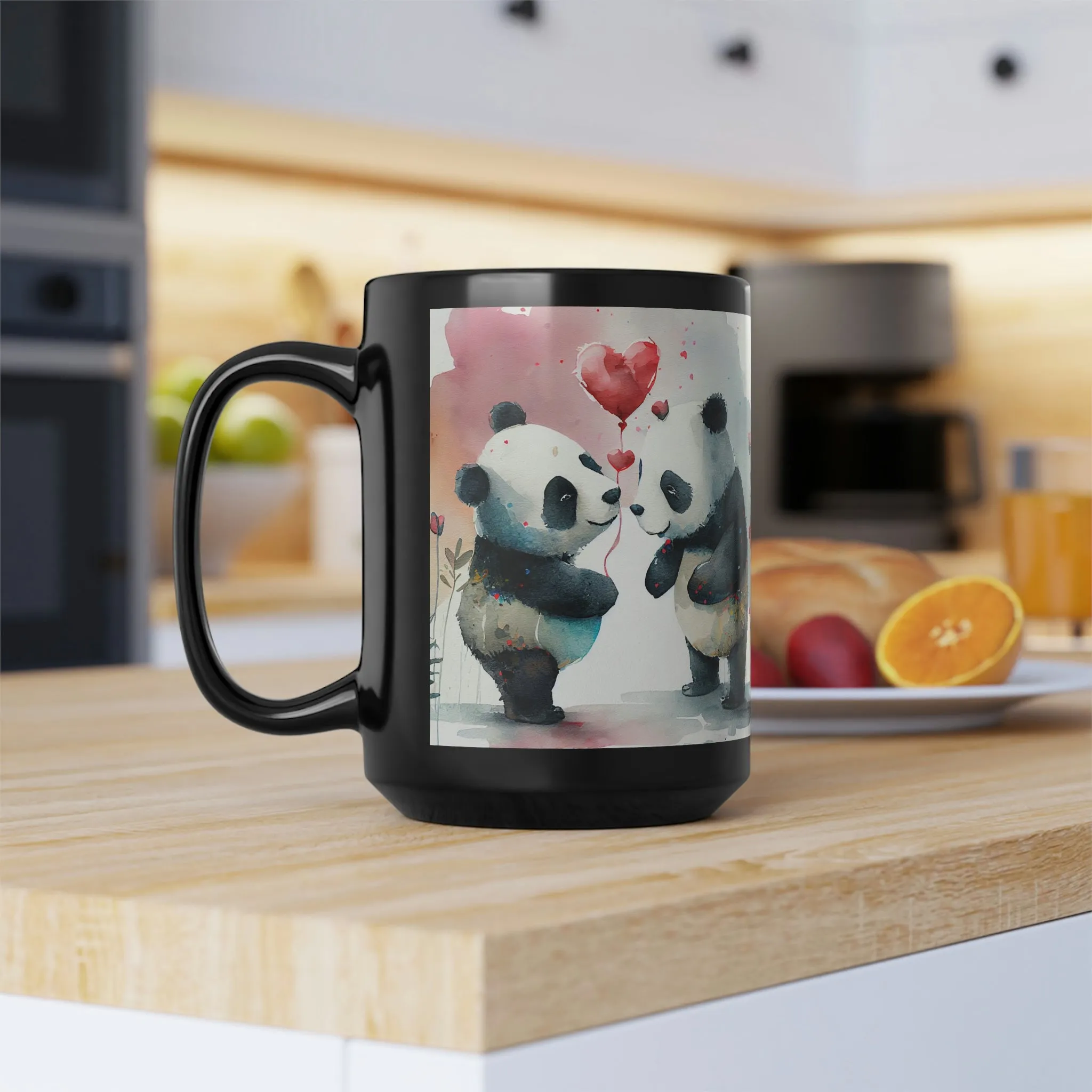 Valentines Panda 04 - Black Mug 15oz