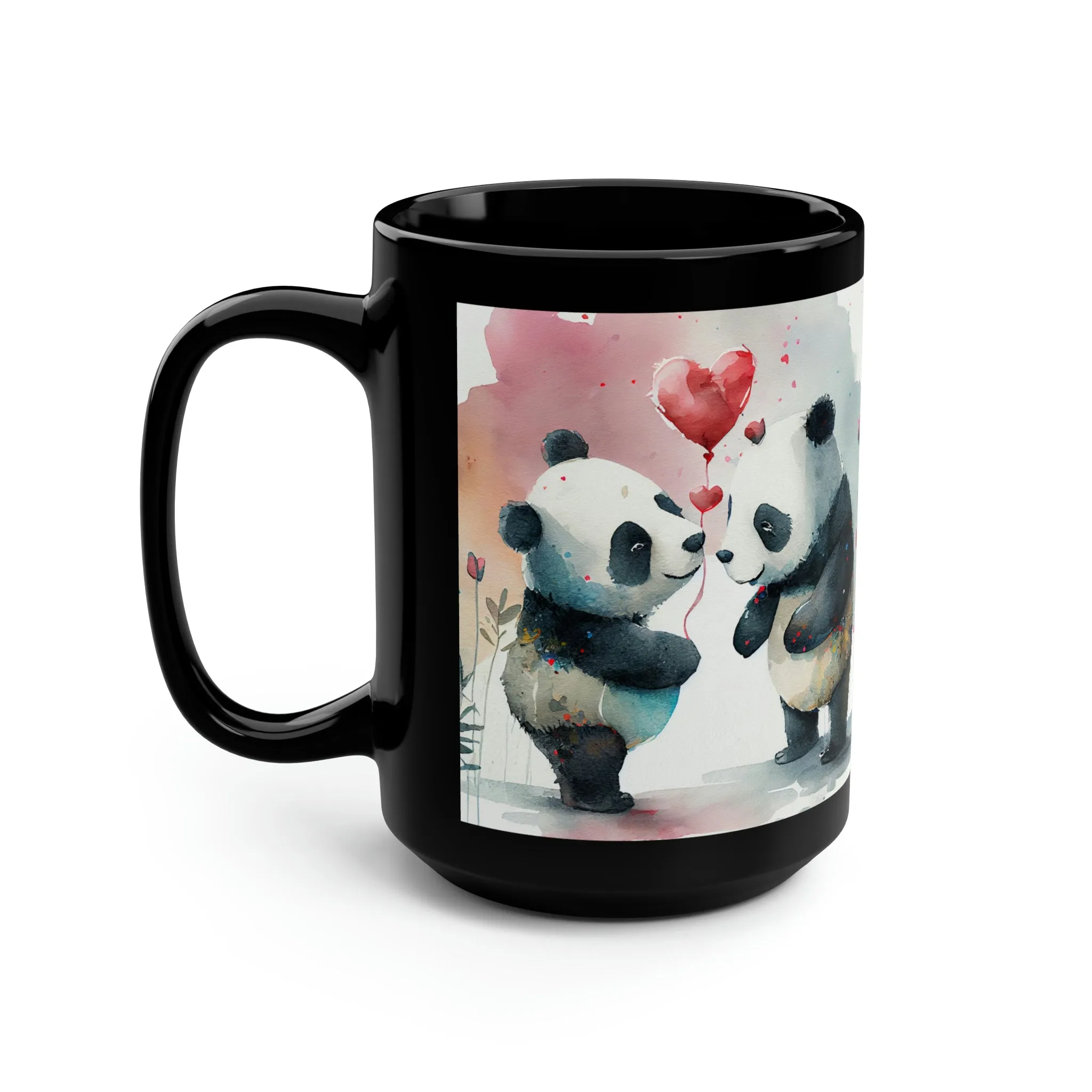 Valentines Panda 04 - Black Mug 15oz