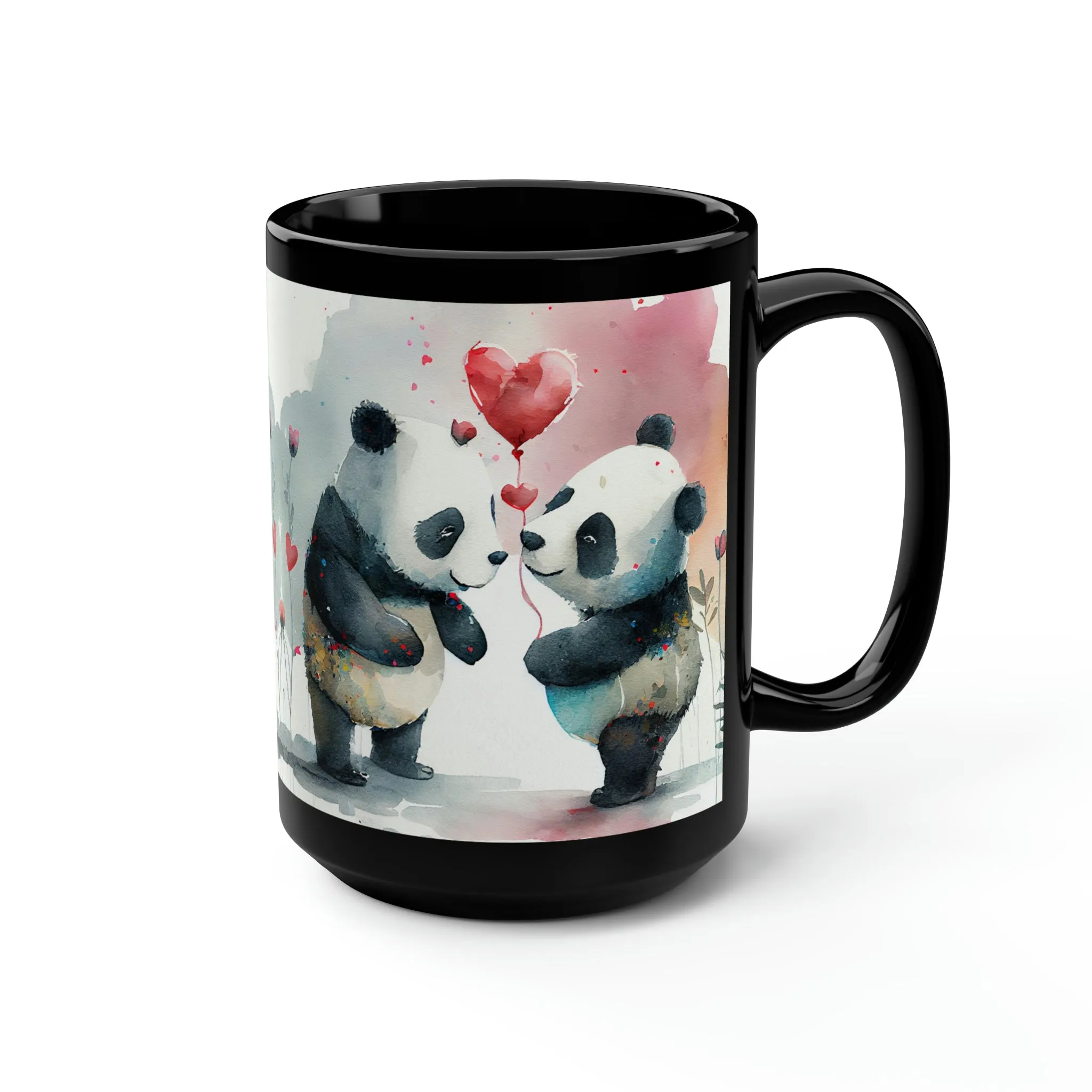 Valentines Panda 04 - Black Mug 15oz