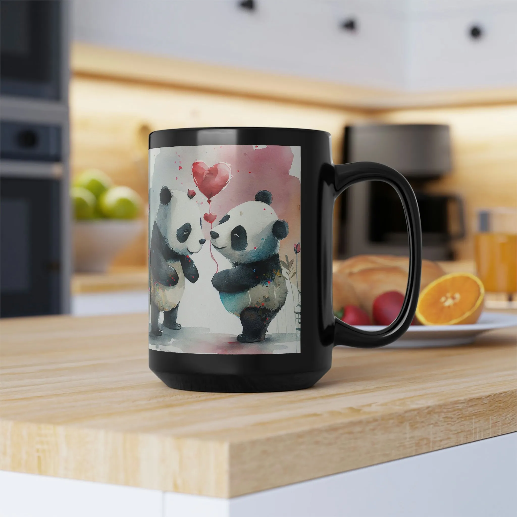 Valentines Panda 04 - Black Mug 15oz