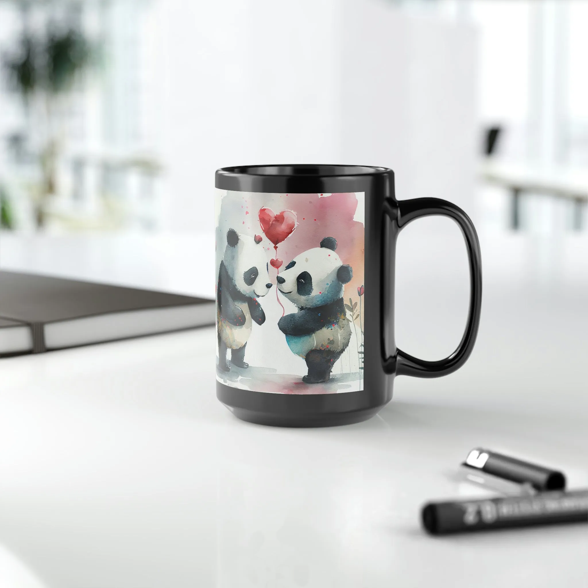 Valentines Panda 04 - Black Mug 15oz