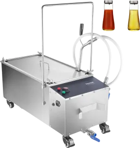 Vevor Mobile Fryer Filter 14.5 Gal Capacity 2.64 GPM Swivel Wheels Oil Transfer Hose New