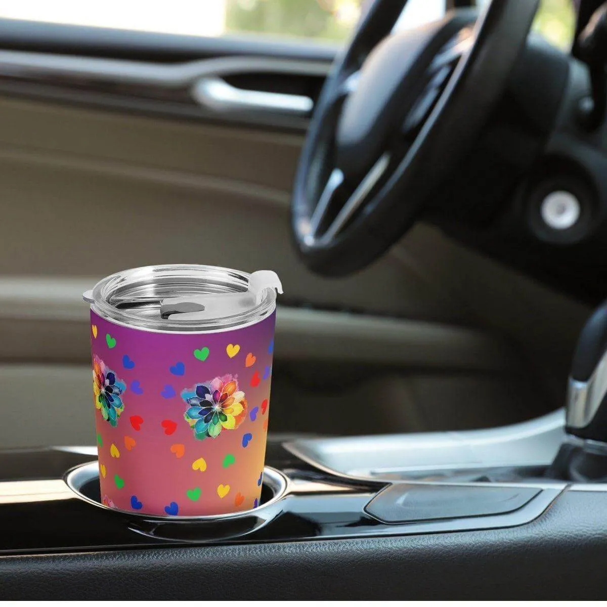 Vibrant Floral Car Cup