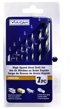 Vulcan Carded Drill Bit Set, 7-Piece, High-Speed Steel, Black Oxide/Polished :CD: QUANTITY: 1