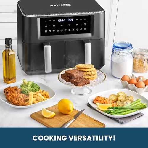 Vytronix DD9L Dual Zone Air Fryer 2 Drawer 9L  Efficient 2400W lthy Oil Free & Low-Fat Cooking