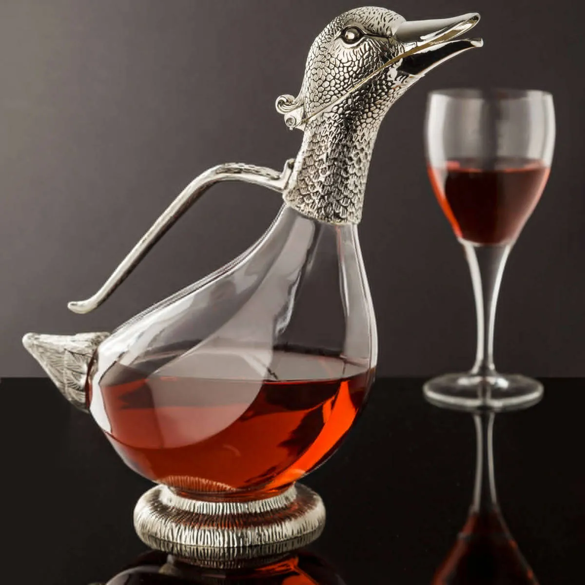 Whitehill Silver Duck Glass Wine Decanter 1L